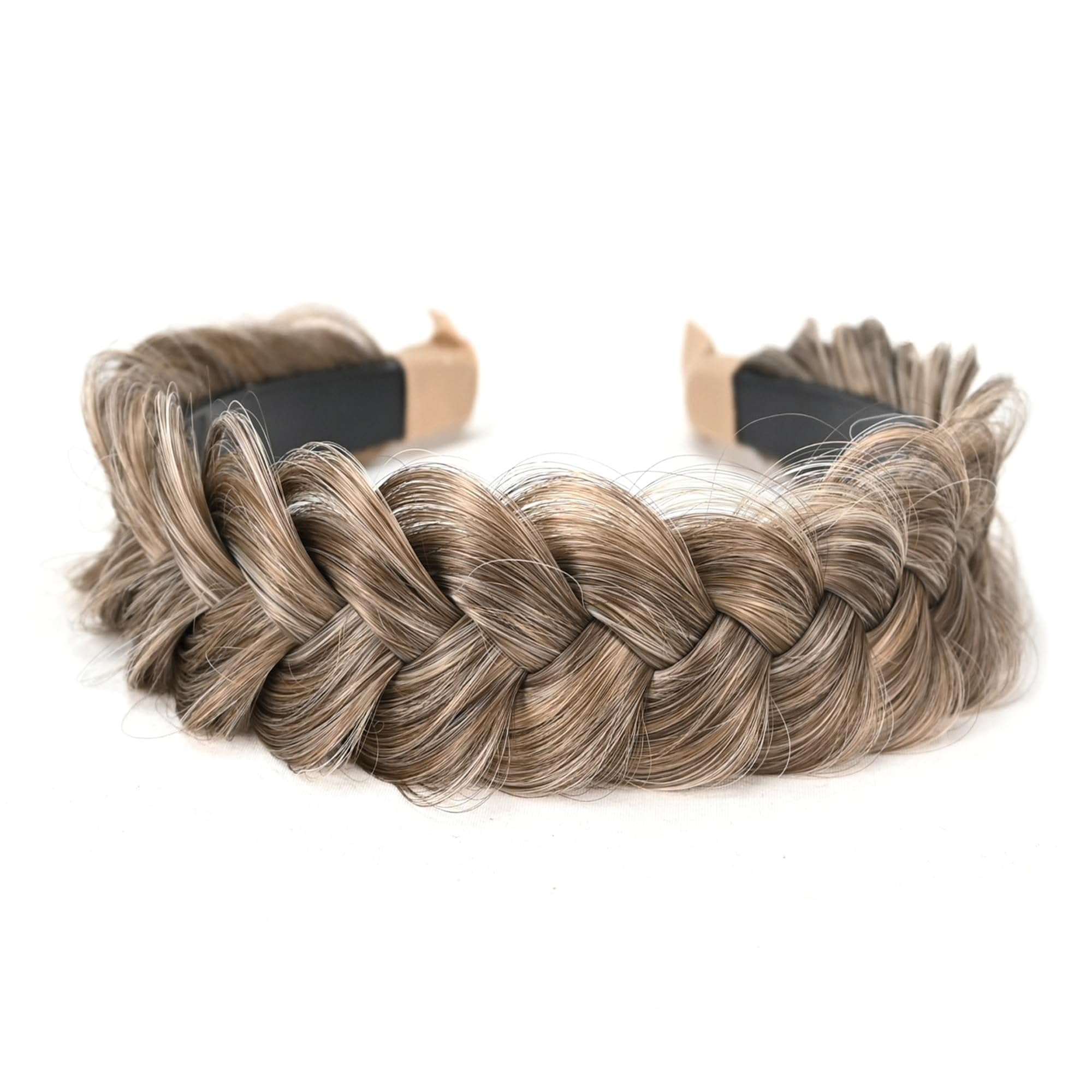 Wide Braided Headband Hoop - Fashionable Elastic Non-Slip Hair Accessories for Women & Girls (Creamy Toffee) | Perfect for Workouts, Yoga, and Everyday Style