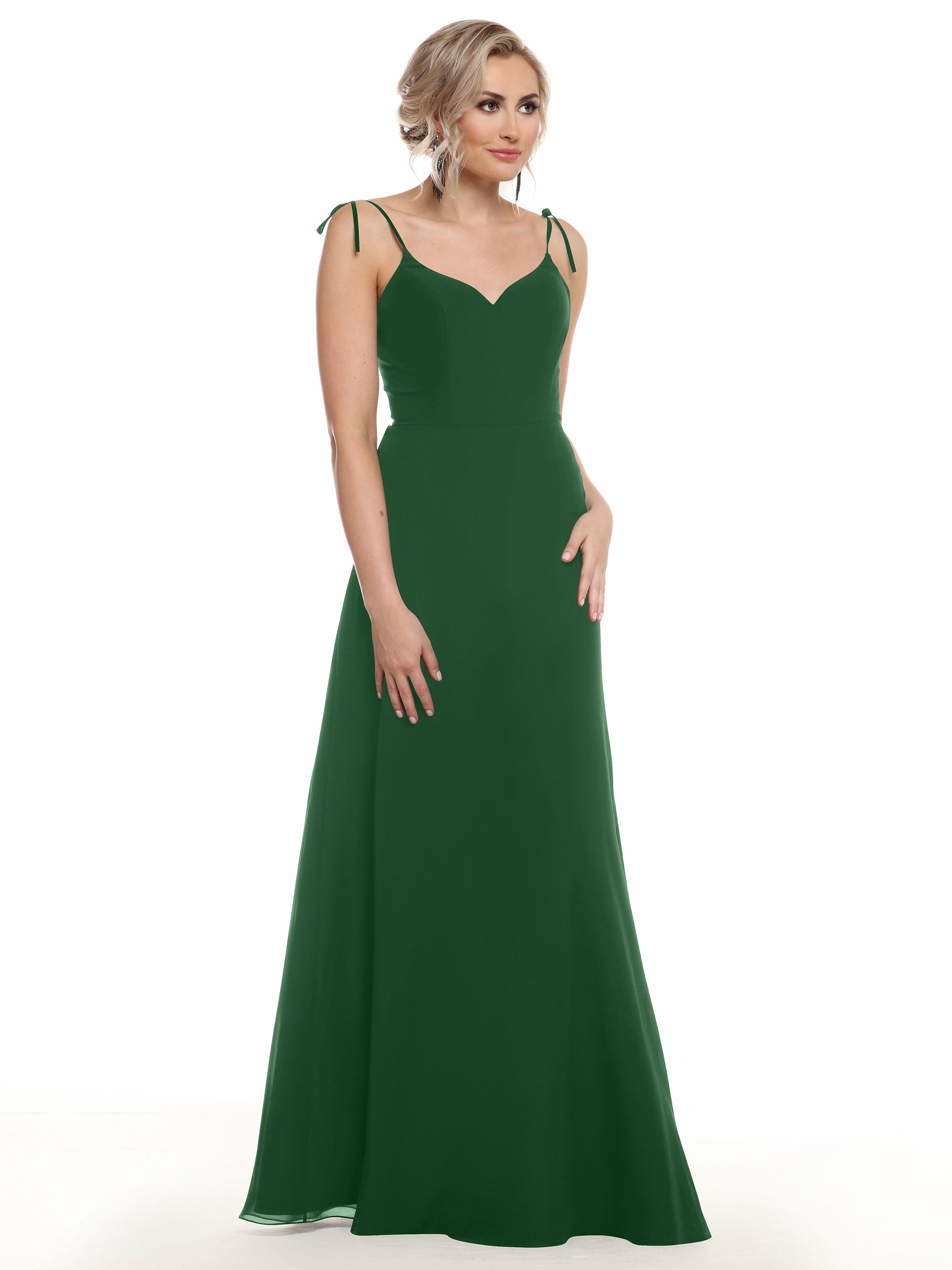 Elegant 80144 Chiffon A-Line Bridesmaid Dress with V-Neck & Spaghetti Straps - Perfect for Weddings, Formal Events & Special Occasions