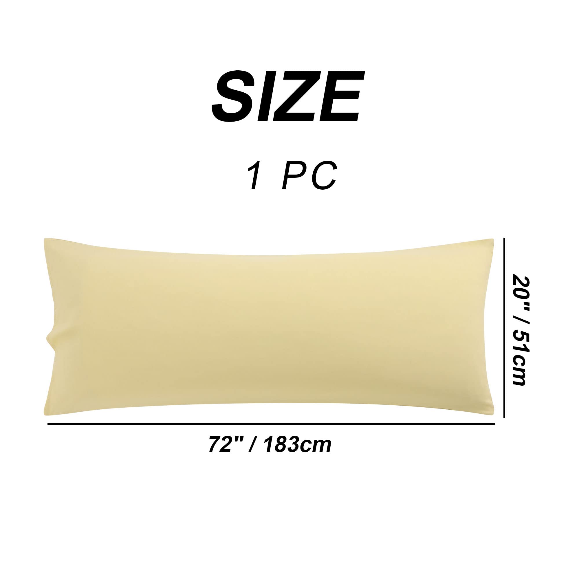 Premium Microfiber Body Pillow Case 20x72 Inches - Ultra Soft 90 GSM Polyester Cover Replacement - Gold Luxury Pillowcase for Adults & Pregnancy Support - Perfect for Bed, Sofa & Travel Comfort