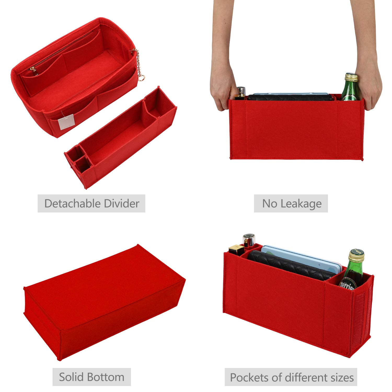 Premium Felt Purse Organizer Insert with Zipper & Sewn Bottom - 6 Sizes for Speedy, Neverfull & Graceful Handbags | Perfect for Travel, Work & Everyday Organization