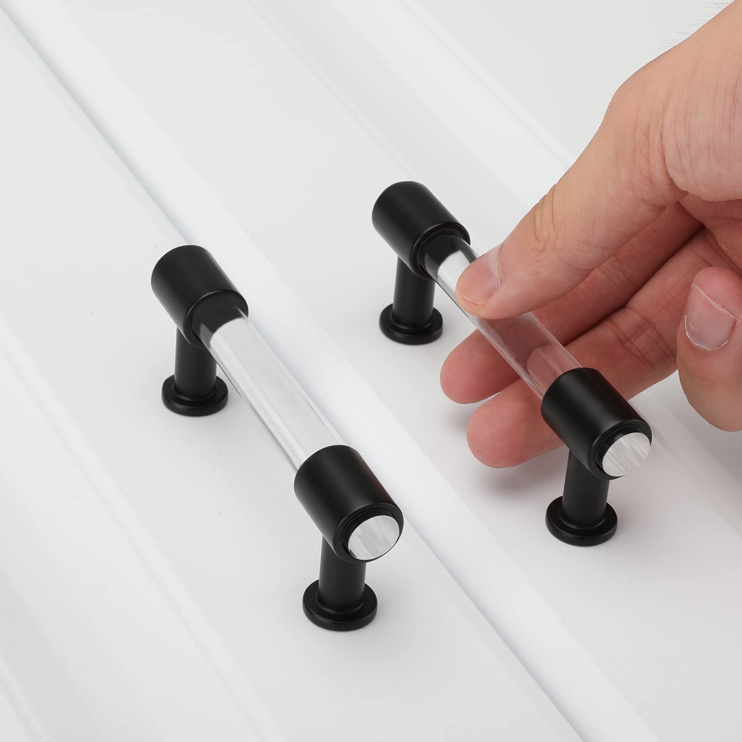 Peaha 25 Pack 3 Inch Black Acrylic Drawer Pulls - Clear Cabinet Handles for Kitchen & Bathroom - Durable Cabinet Hardware for Drawers, Cabinets, and Furniture
