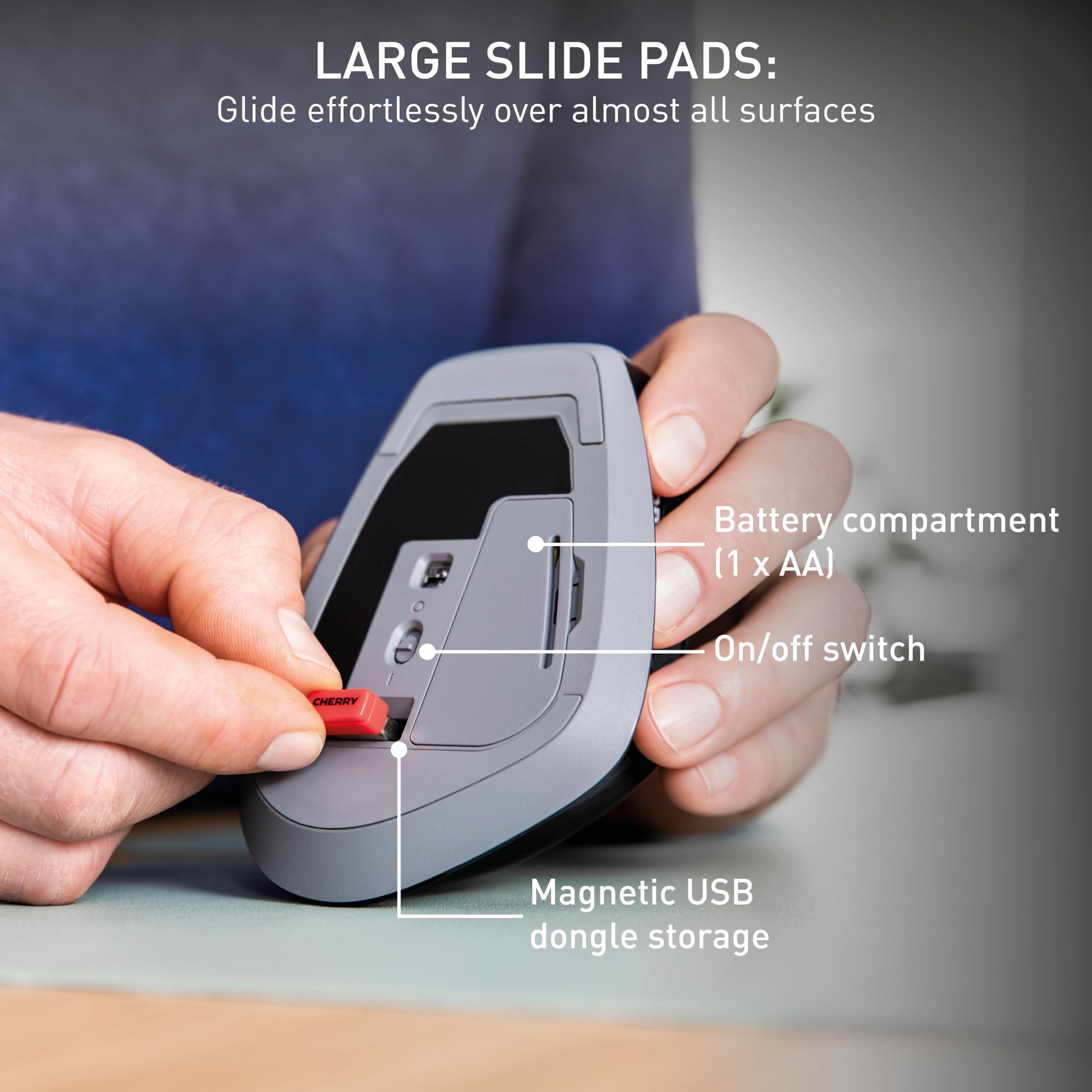 Ergonomic Wireless Mouse - Silent Click Cherry Stream Mouse for Comfortable Work & Gaming | Perfect for Office, Home & Travel Use