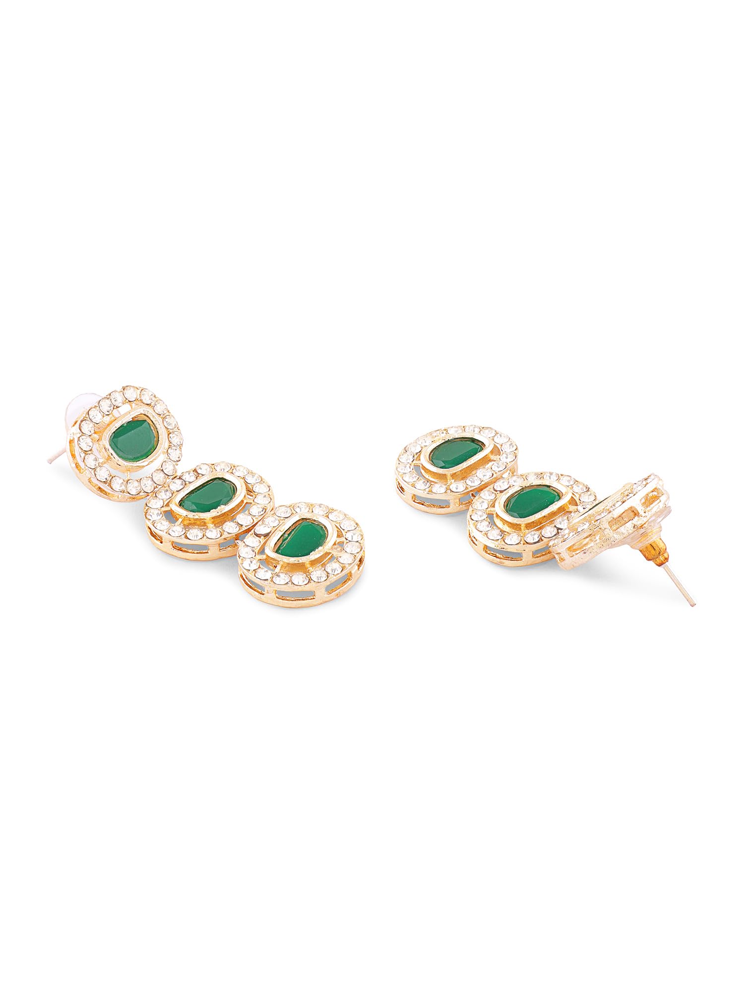 ZAVERI PEARLS Green Stone Beads & Austrian Diamond Bridal Choker Necklace Set with Earrings for Women - ZPFK17342 | Wedding, Party & Evening Wear Jewelry