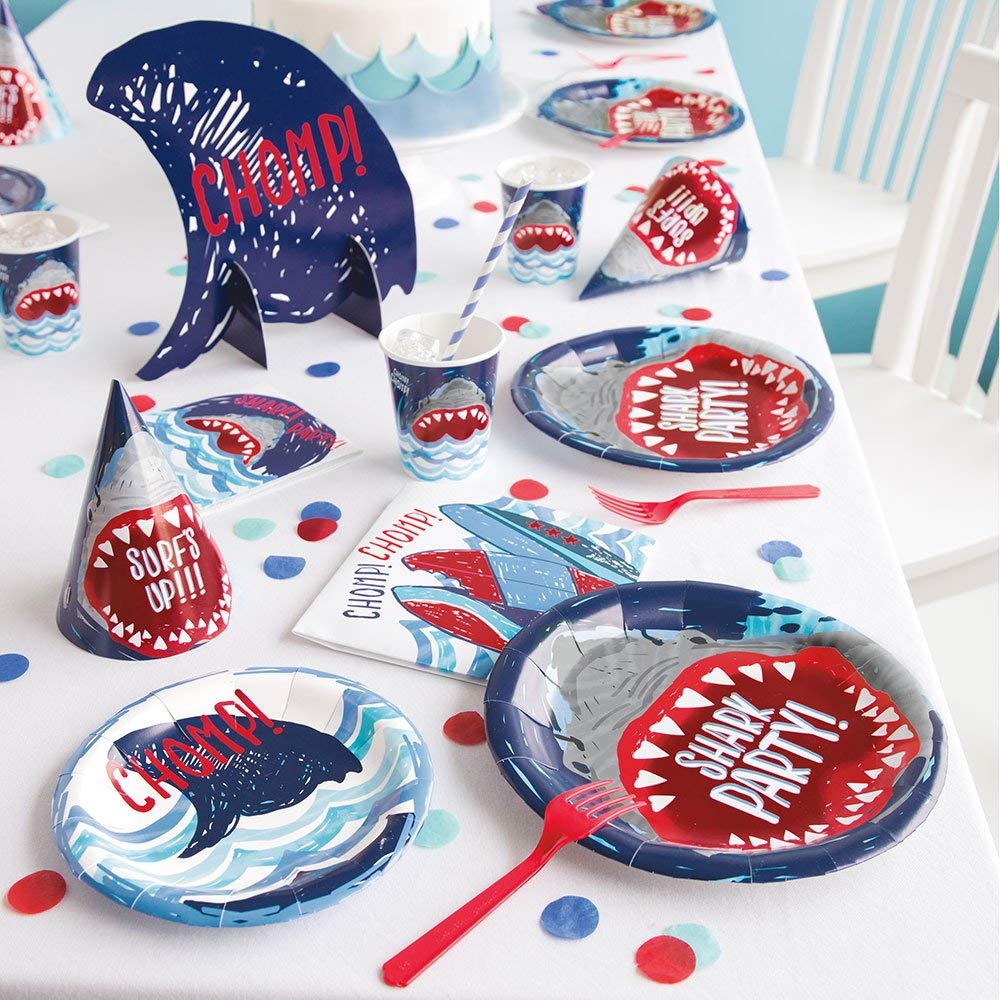 Unique Industries Shark Party Goodie Bags - 8 Count Pack for Kids Birthday Party Favors & Ocean Theme Events