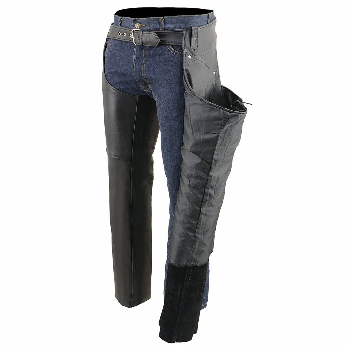 Milwaukee Leather ML1173 Women's Classic Black Leather Hip Chaps - X-Small | Motorcycle Riding Gear for Protection & Style | Perfect for Harley, Cruiser & Adventure Bikes