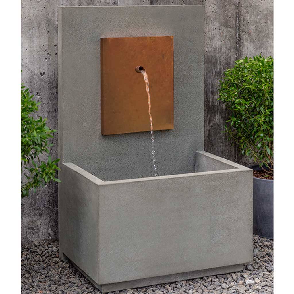 Campania International MC2 Outdoor Water Fountain with Corten Steel Face - Modern Garden Decor for Patio, Backyard, and Landscape Design