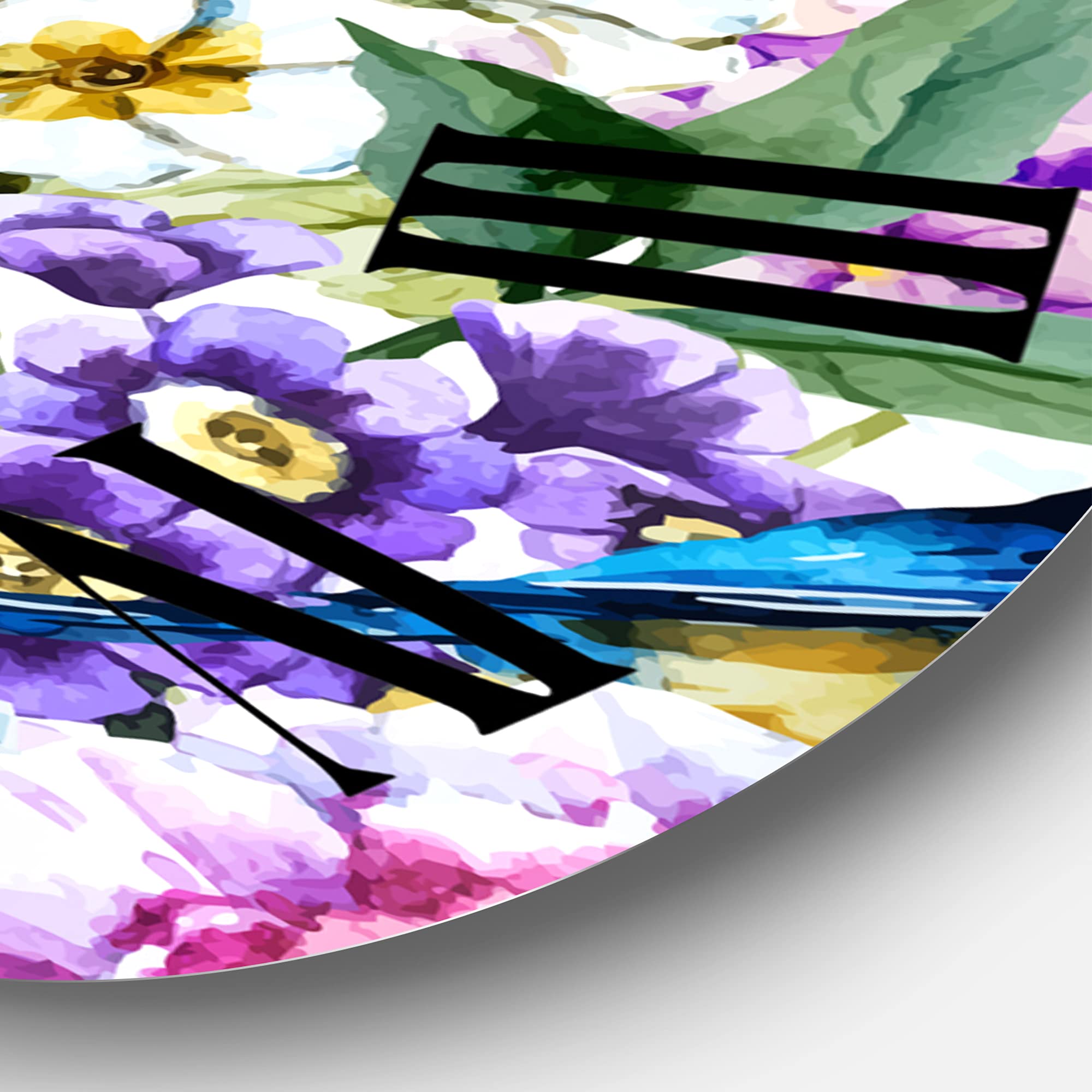 Vibrant Wild Spring Leaves & Wildflowers XII - Large Modern Wall Clock for Home & Office Decor | Floral Botanical Design | Living Room, Bedroom, Kitchen Wall Art