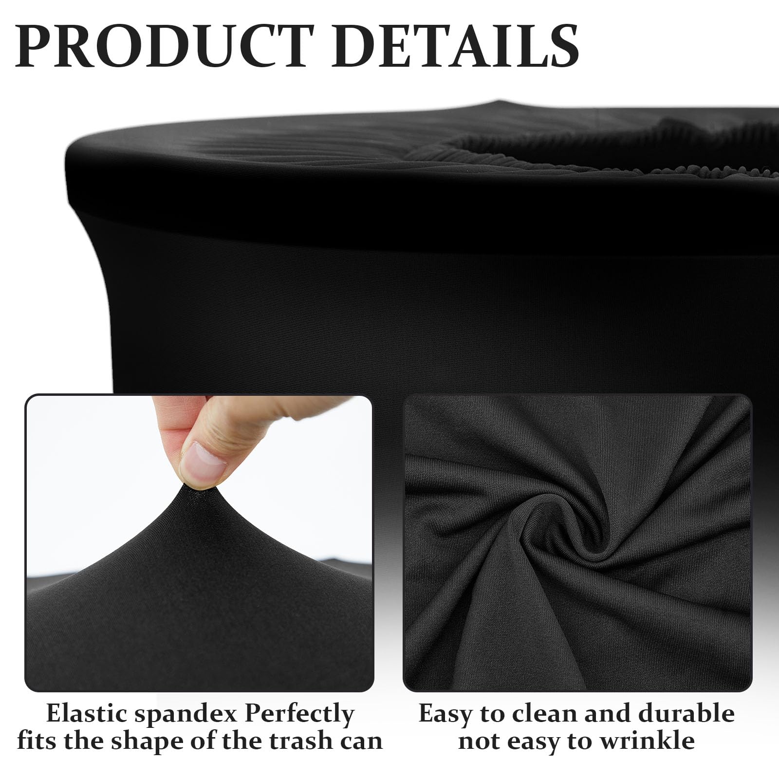 Tanlade 32 Gallon Stretch Trash Can Cover - Durable Spandex Garbage Bin Liner for Indoor Kitchen & Outdoor Use - Fits Round Waste Containers (Black, 4 Pack) - Perfect for Patio, Backyard, and Home Organization