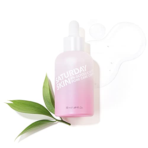 Saturday Skin Pore Serum - 4% Glycolic Acid Face Treatment with Pore Care Complex | Refines Skin Texture, Reduces Pores & Controls Sebum | AHA Acne & Anti-Aging Essence (1.69 Fl Oz/50ml) for Oily, Combination & Acne-Prone Skin | Perfect for Daily Skincare Routine & Nighttime Use