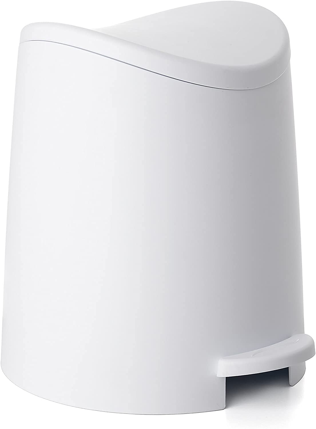Premium Small Bathroom Trash Can with Lid & Foot Pedal - 3L/0.75Gal White Modern Plastic Step-On Garbage Bin for Bathroom, Bedroom, Office | Space-Saving Waste Basket for Vanity, Under Sink, Countertop & Small Spaces