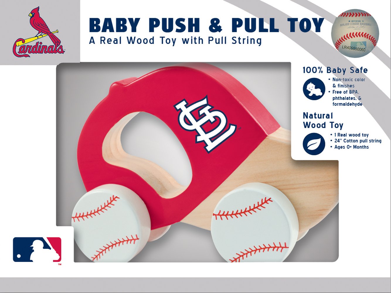 MasterPieces MLB Wooden Push & Pull Toy for Toddlers - Baseball-Themed Learning & Motor Skills Development Toy for Kids - Perfect for Playtime, Early Childhood Education & Sports-Themed Nursery Decor
