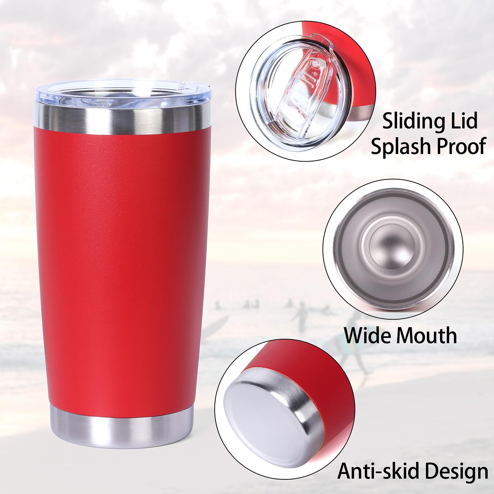 Premium 20oz Stainless Steel Vacuum Insulated Tumbler - Double Wall Thermal Travel Mug with Powder Coated Finish (White) - Keeps Drinks Hot/Cold for Hours - Perfect for Coffee, Tea, Office, Gym & Outdoor Adventures