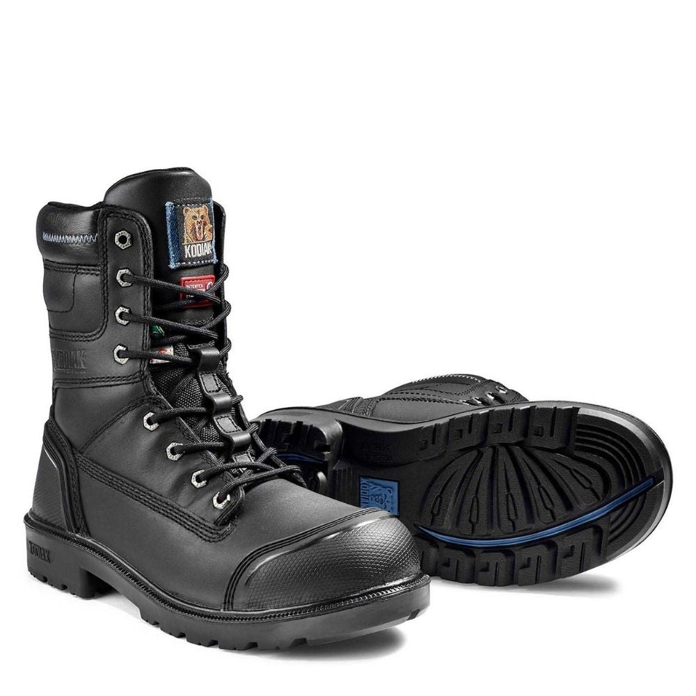 Kodiak Blue Plus Men's Size 8 Aluminum Toe Work Boots - OSHA Approved Safety Shoes for Construction & Industrial Work - Waterproof Black Steel Toe Boots for Heavy Duty Jobs