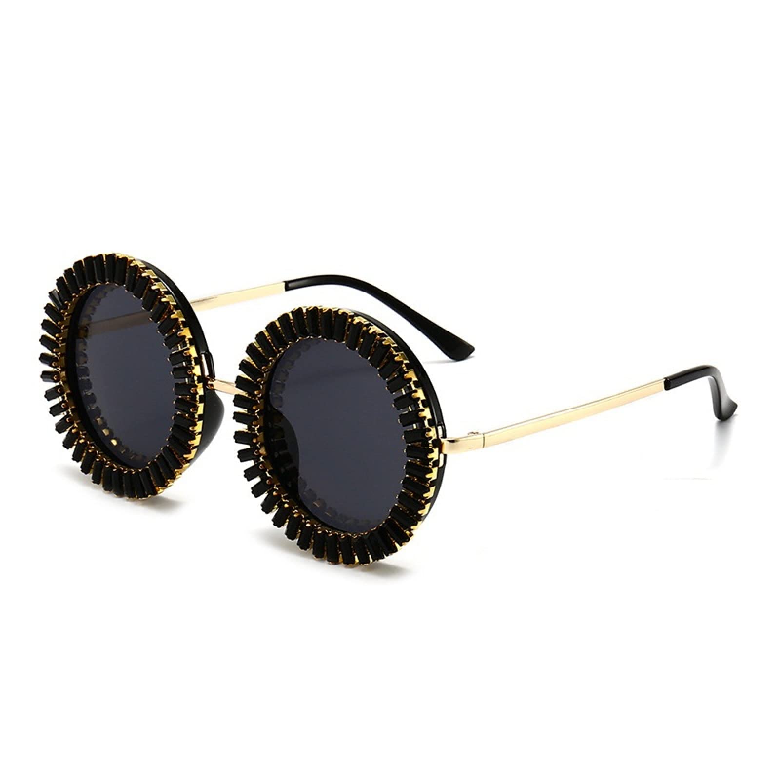 Designer Rhinestone Sunglasses for Women - Retro Round Shades for Beach & Fashion