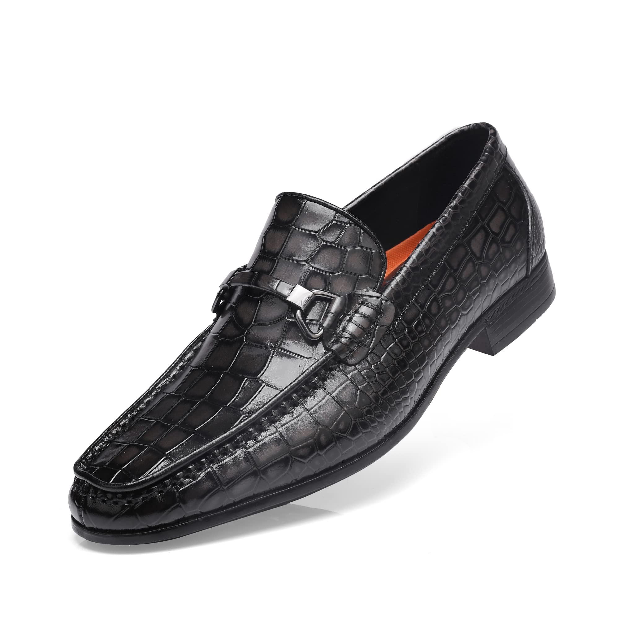 Premium Men's Crocodile Print Leather Loafers - GOLDEN COXES Formal Slip-On Dress Shoes for Wedding, Party & Business Events - Comfortable & Stylish Men's Fashion Shoes for Office, Date Night & Special Occasions