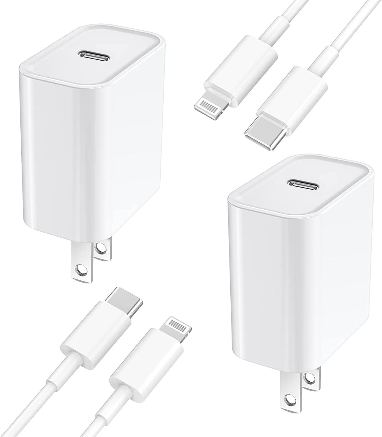 MFi Certified 20W USB C Fast Charger for iPhone 14/13/12/11/XR/XS/X/SE - 2 Pack PD Wall Charger with 6FT Type C to Lightning Cable - Compatible with iPad & AirPods - Perfect for Home, Office & Travel Charging