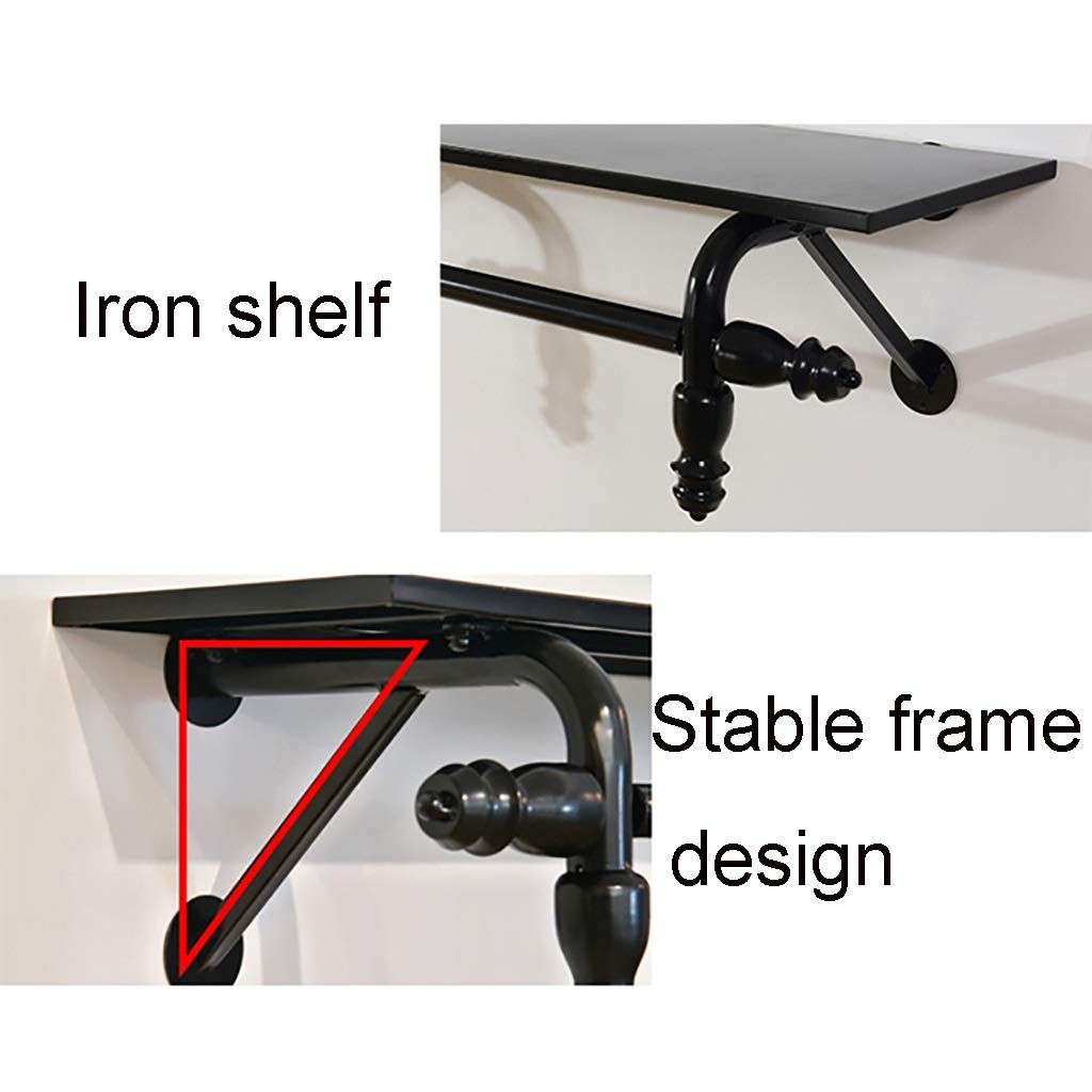 Iron Pipe Floating Shelves with Clothes Rod - 120x30cm Wall Mounted Hanger Storage Rack for Clothes Display | Perfect for Bedroom, Closet & Laundry Room Organization