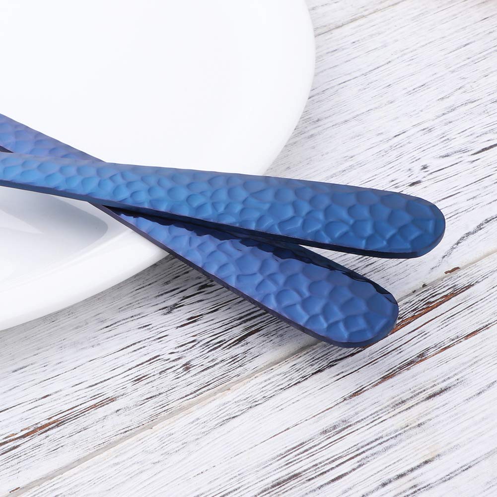 Stainless Steel Salad Spoon and Fork Set - 12 Inch Blue Large Serving Utensils (Pack of 2) | Dishwasher Safe | Perfect for Parties, BBQs, and Family Gatherings