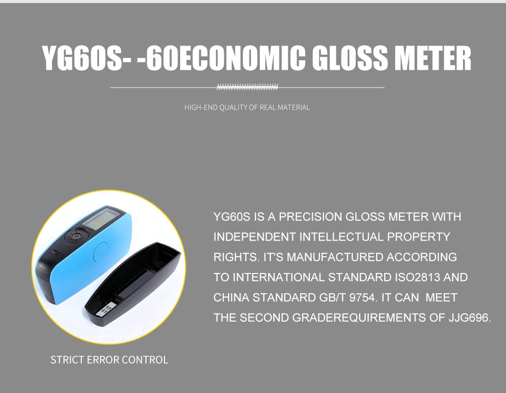 YG60S 60 Degree Gloss Meter - Professional Paint, Ink, Ceramic & Marble Surface Gloss Tester | Perfect for Quality Control in Automotive, Furniture & Construction Industries