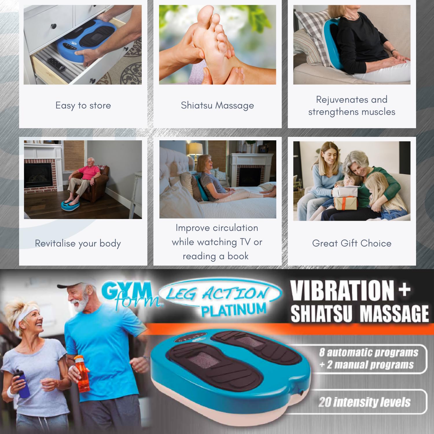GYMFORM Shiatsu Foot Massager with Remote Control - 10 Programs & 20 Speeds for Pain Relief, Improved Circulation - Perfect for Home Relaxation, Office Stress Relief & Post-Workout Recovery