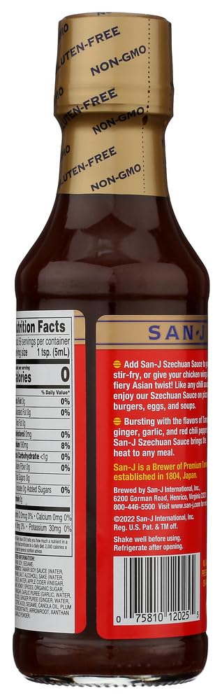 San-J Szechuan Cooking Sauce (3 Pack, 10 Oz Each) - Authentic Chinese Stir Fry Sauce for Noodles, Dumplings & Vegetables - Perfect for Asian Cuisine & Home Cooking