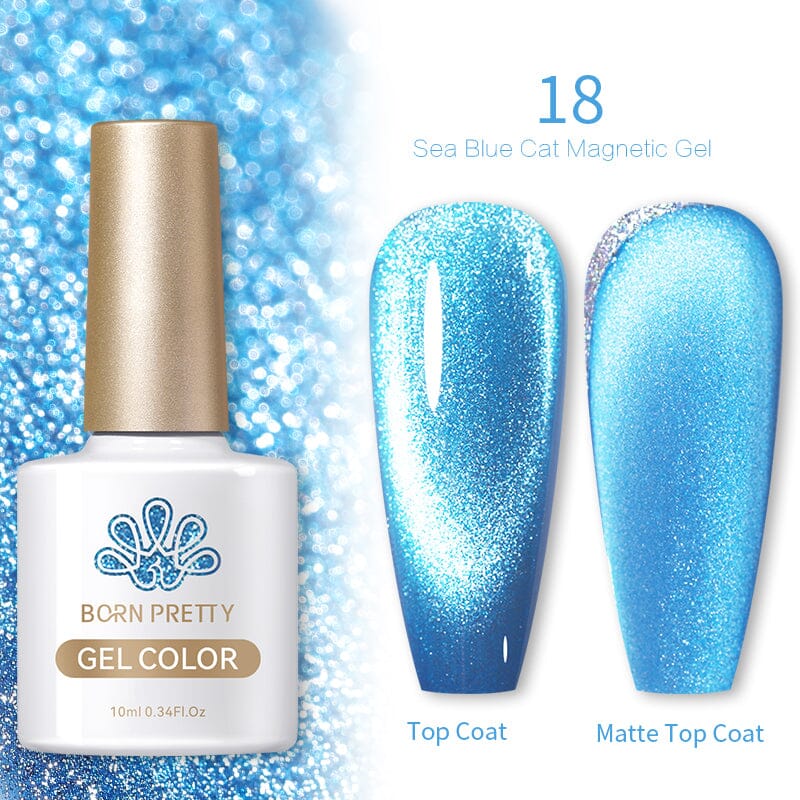 Sea Blue Cat Magnetic Gel Polish 10ml - UV LED Nail Art Kit for Salon & Home Manicure - Long Lasting Nail Polish for Professional & DIY Use