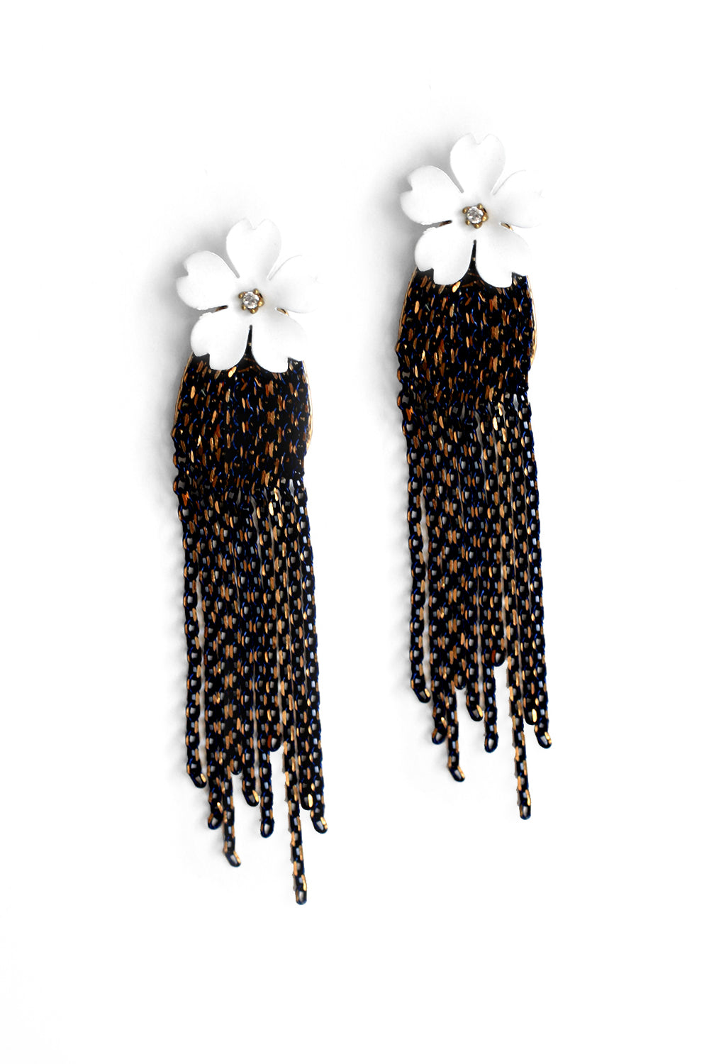 Elegant White Flower and Chain Earrings for Women - Perfect for Weddings, Parties & Everyday Wear