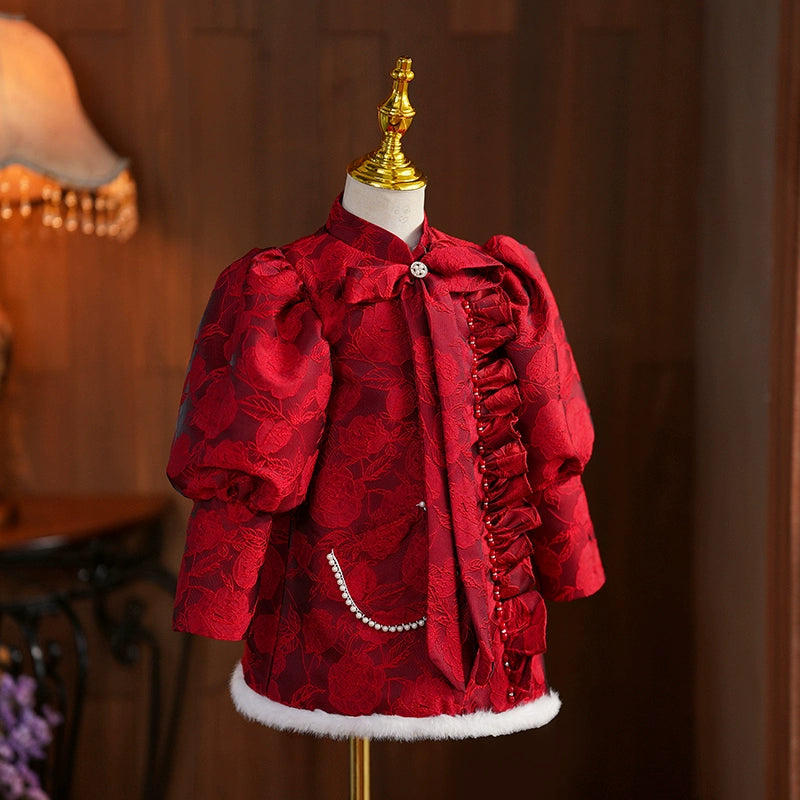 Adorable Toddler Christmas Dress with Embroidery - Princess Birthday Party Gown for Girls | Perfect for Holiday Photos, Special Occasions & Festive Celebrations