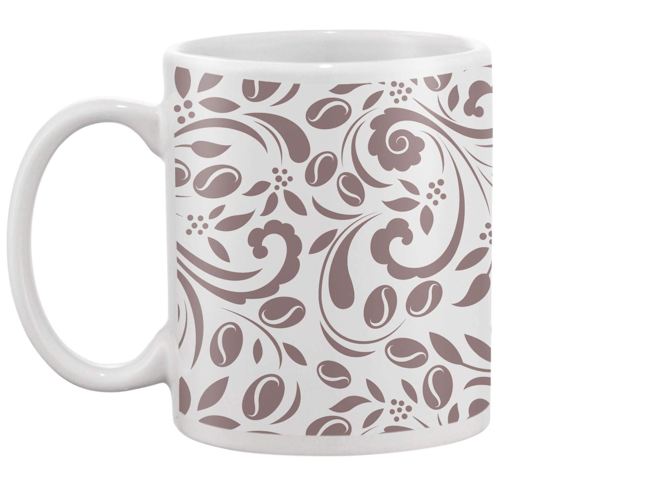 Seamless Coffee Pattern Ceramic Mug - 15oz Insulated Coffee Cup for Home, Office & Gifts - Perfect for Hot & Cold Beverages