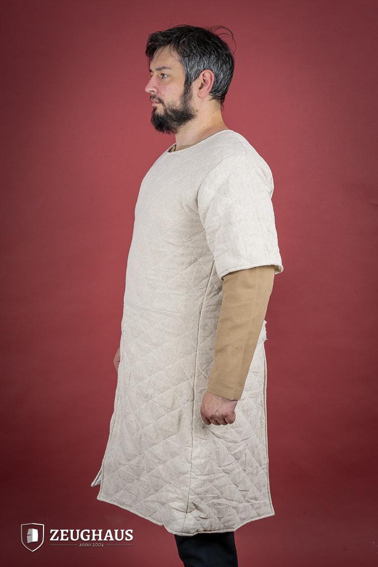 Medieval Short Sleeve Gambeson - Natural Cotton Linen Armor for LARP, Cosplay & Historical Reenactment | Perfect for Renaissance Fairs & SCA Events