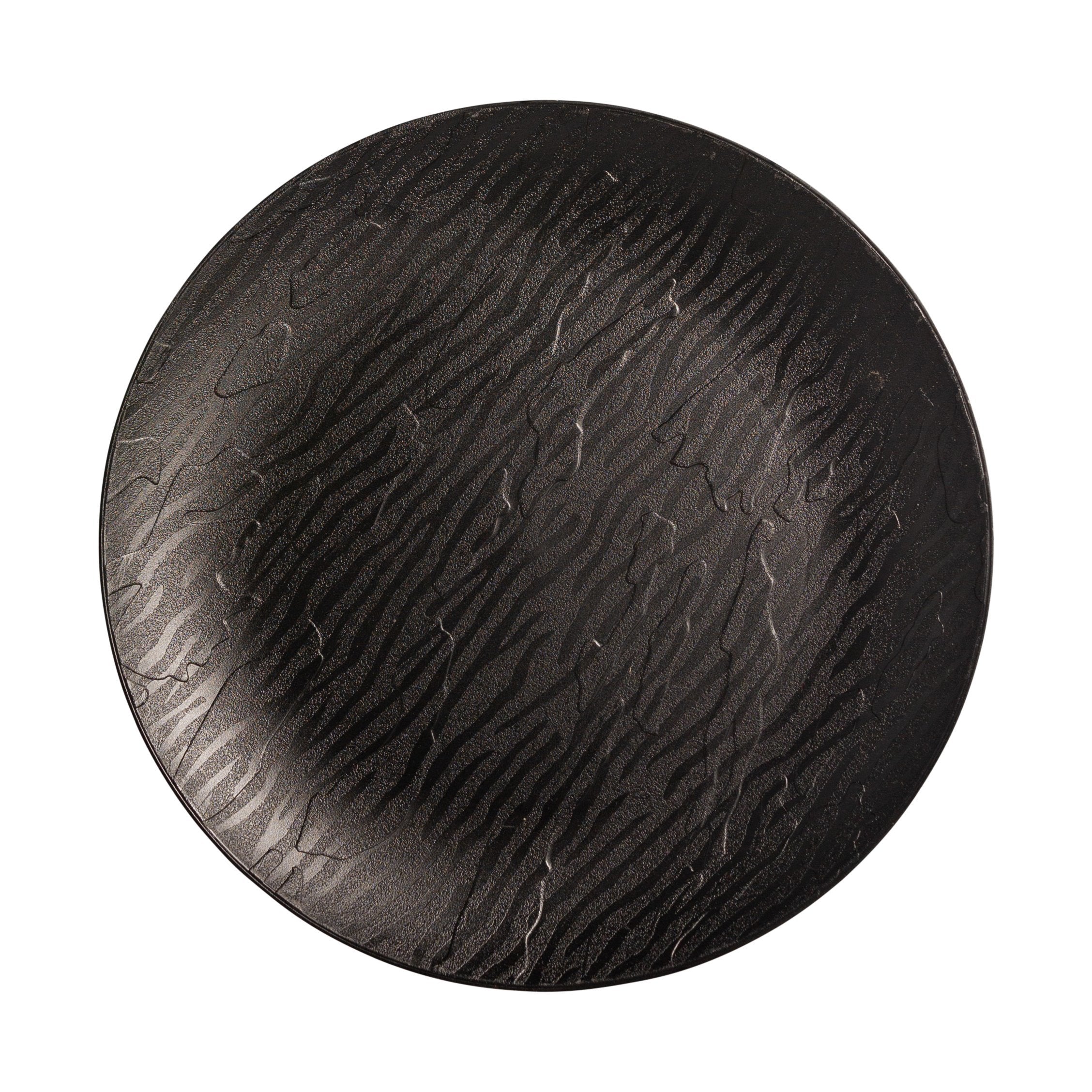 Premium Black Round Plastic Plates - Durable & Elegant Mahogany Finish - Perfect for Parties, Picnics, and Outdoor Dining
