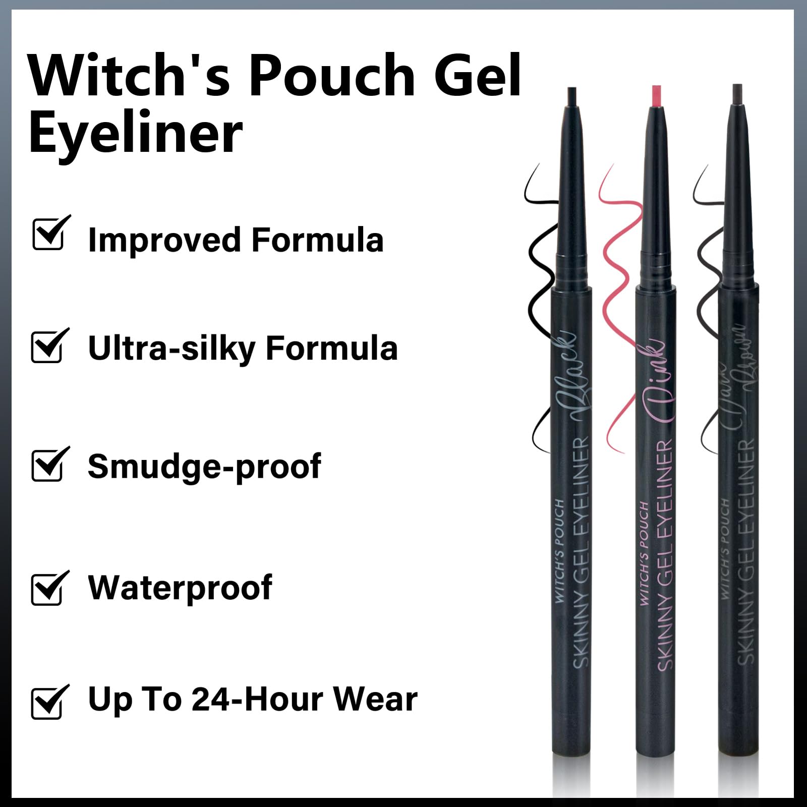 Waterproof & Smudge-Proof Black Eyeliner Pencil - Witch's Pouch Long-Lasting Eye Makeup for Day & Night Wear - Perfect for Parties, Halloween, Cosplay & Everyday Makeup Looks