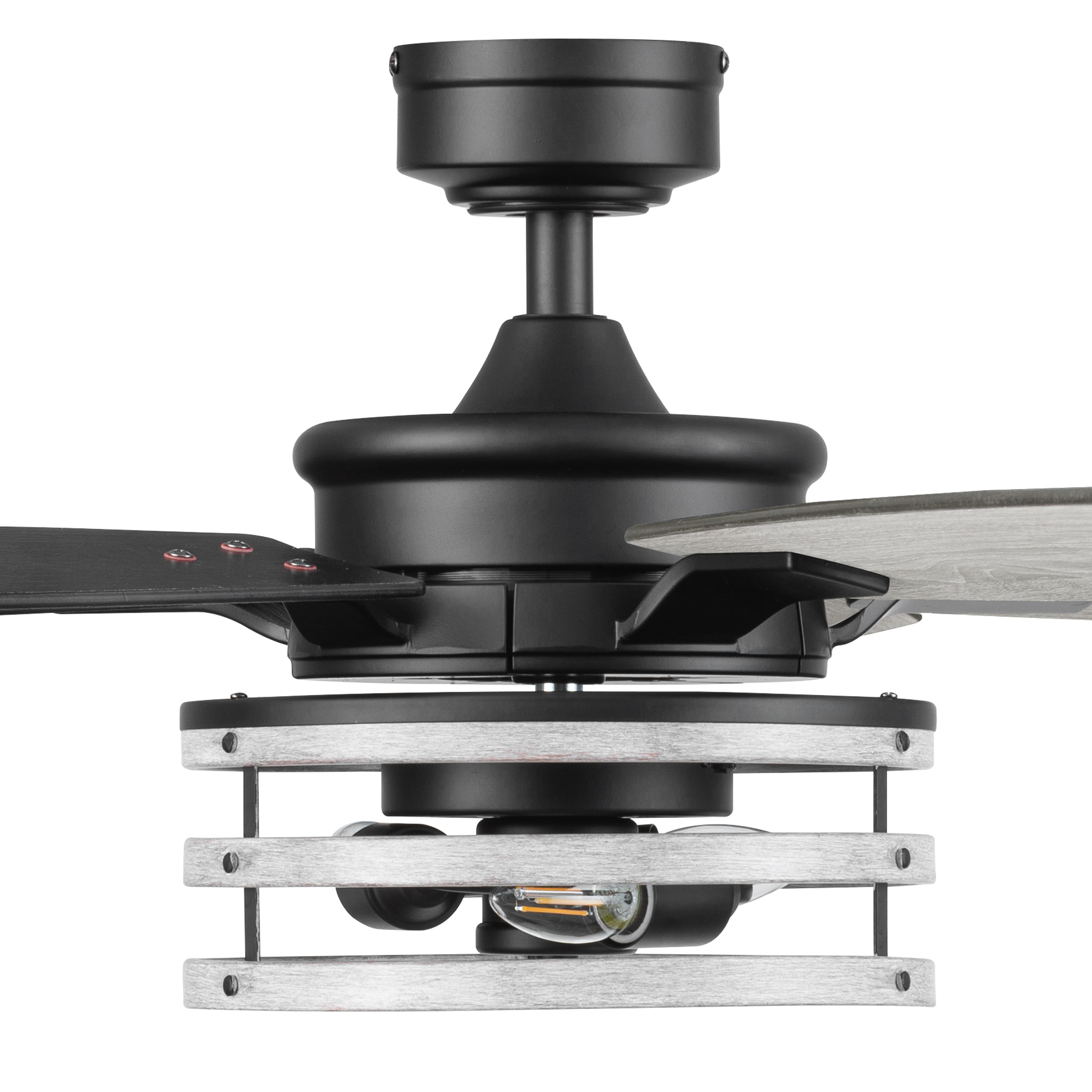 52 Inch Honeywell Carnegie Matte Black/Gray Ceiling Fan with Light Kit and Remote Control - Perfect for Living Room, Bedroom, and Outdoor Covered Patio