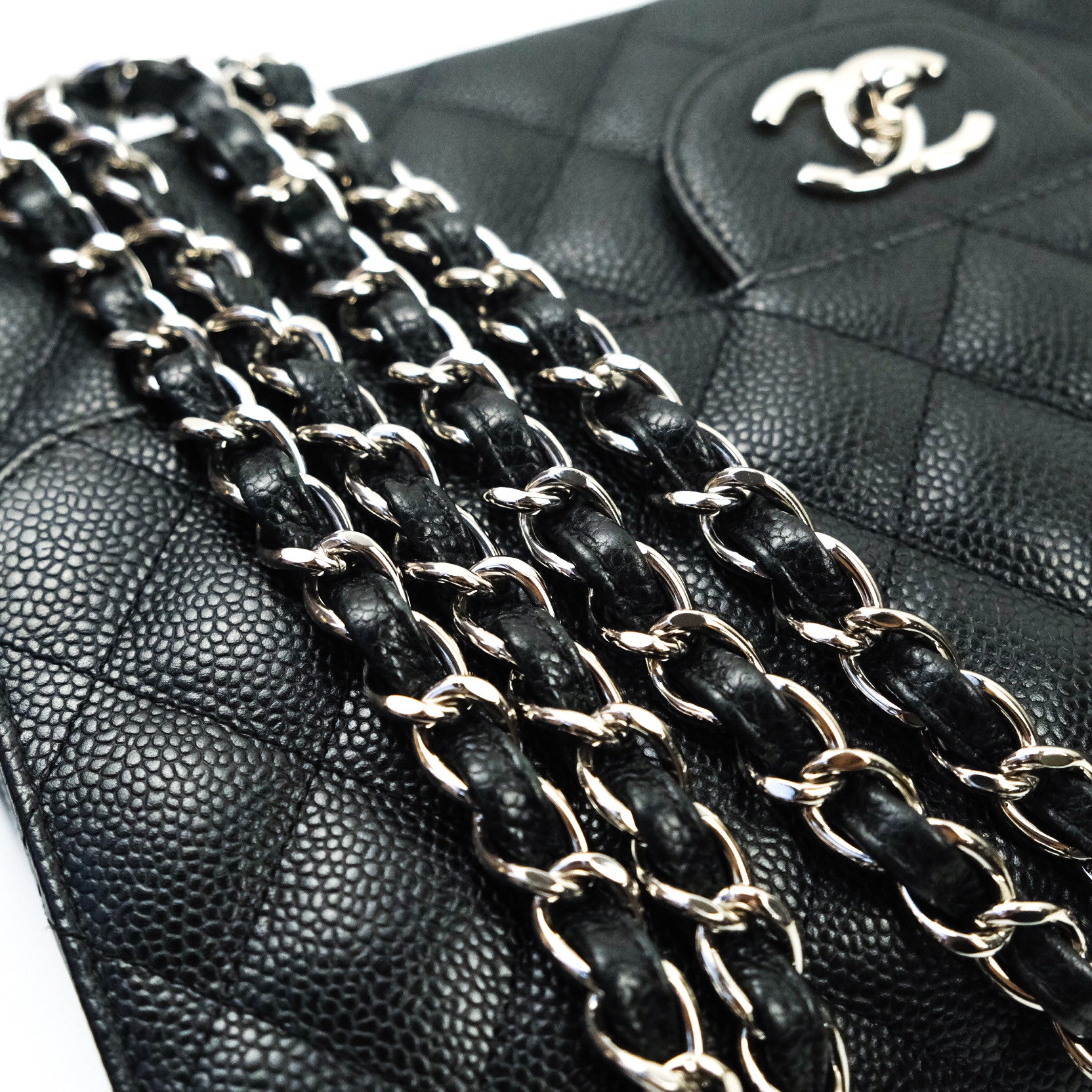Chanel Classic Jumbo Double Flap Bag in Black Caviar Leather with Silver Hardware - Luxury Handbag for Women, Perfect for Work, Evening Events & Special Occasions