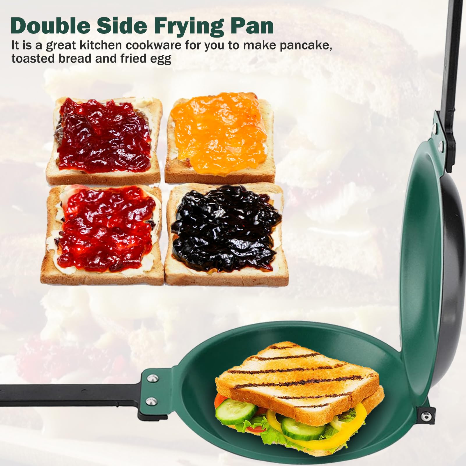 Double Omelette Pan - Nonstick Folding Pancake Pan - 26cm Stainless Steel Skillet for Eggs, Breakfast, Toast & Crepes | Perfect for Camping, RV & Small Kitchens