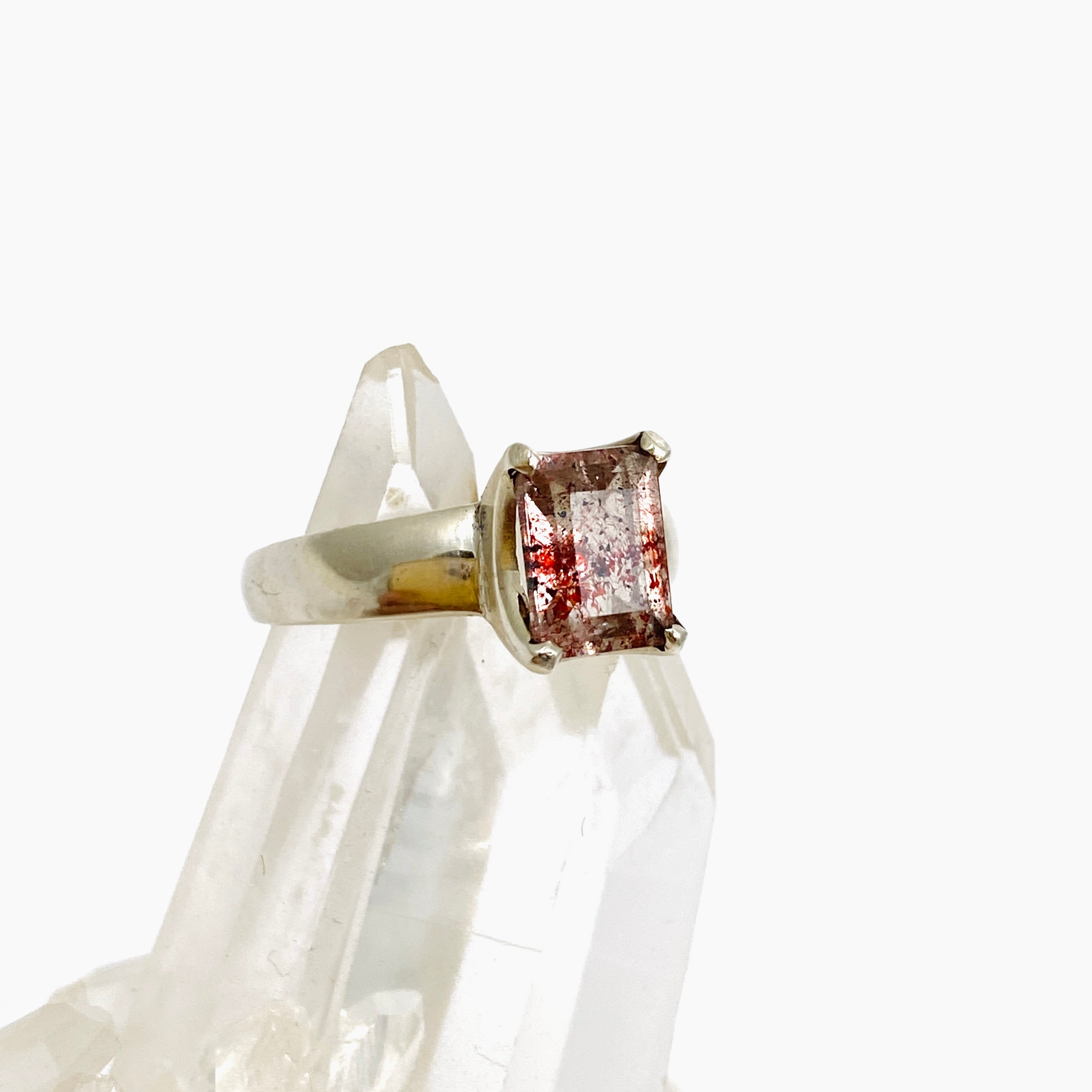 Lepidicrocite in Quartz Faceted Ring - Size 7.5 Rectangular Gemstone Jewelry for Women | Elegant Gift for Birthday, Anniversary & Special Occasions