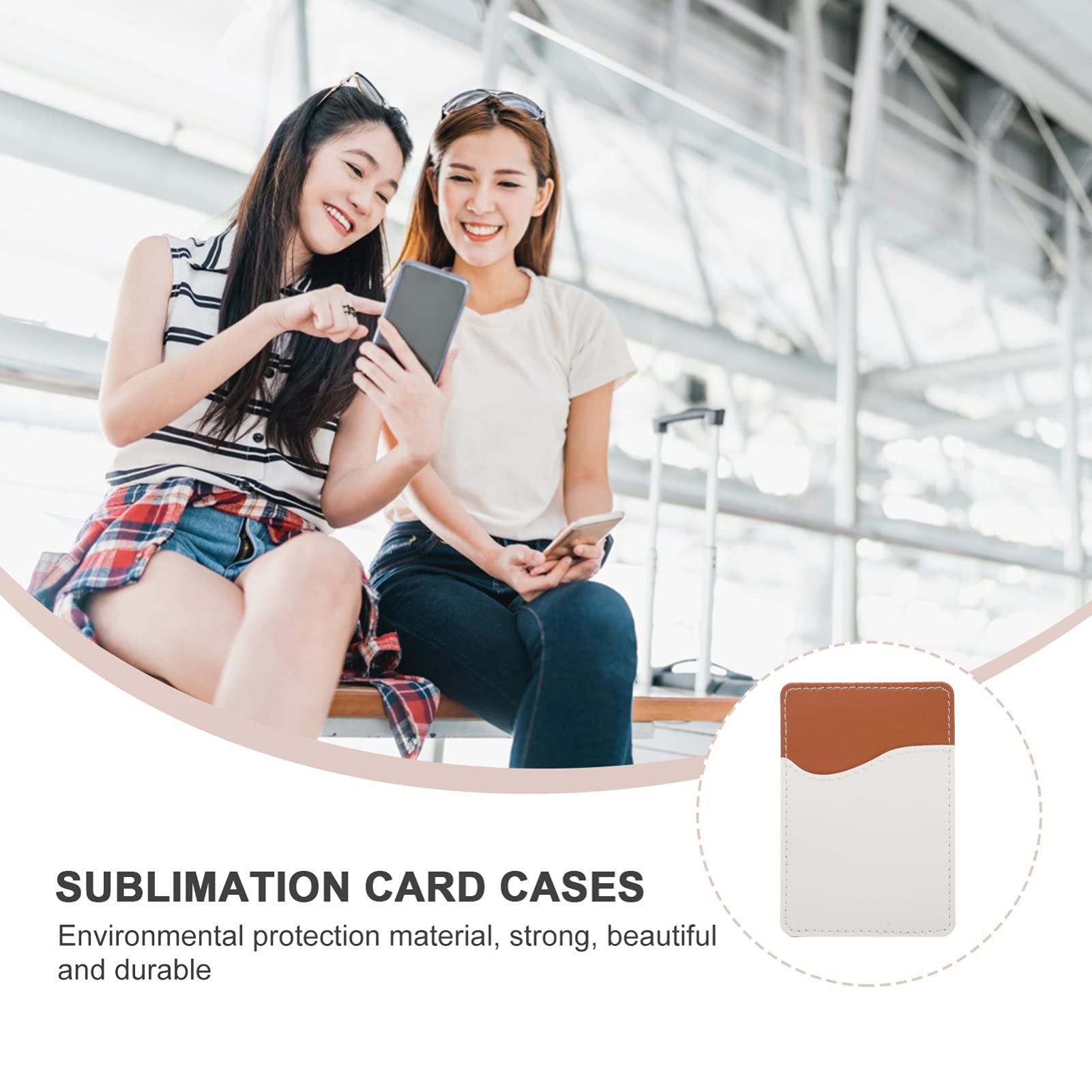 EXCEART 6 Pack Sublimation Blank Phone Card Holder - Leather Adhesive Back Pocket Wallet for ID, Business Cards & Credit Cards | Perfect for Daily Use, Travel & Office Organization