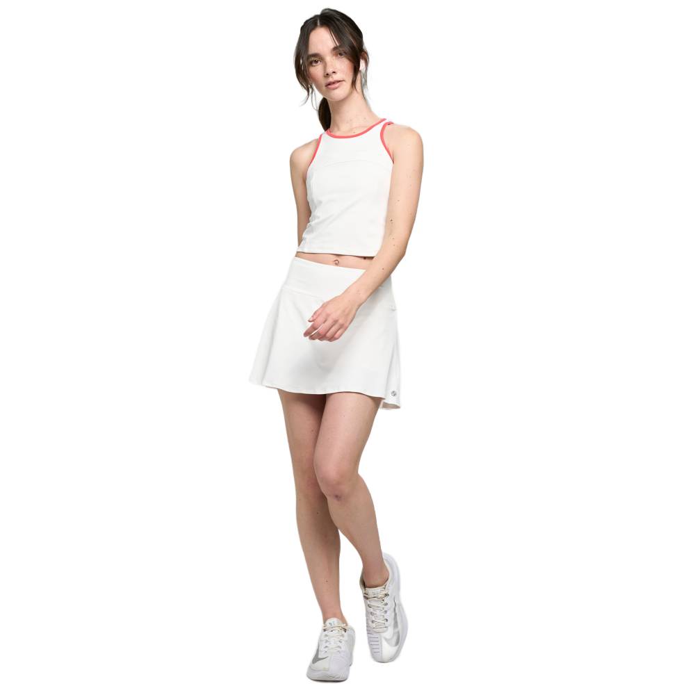 Lija Women's Elite Block Tank Top - Breathable Workout Shirt for Yoga, Running & Gym (White/Cayenne) | Athletic Performance & Casual Wear