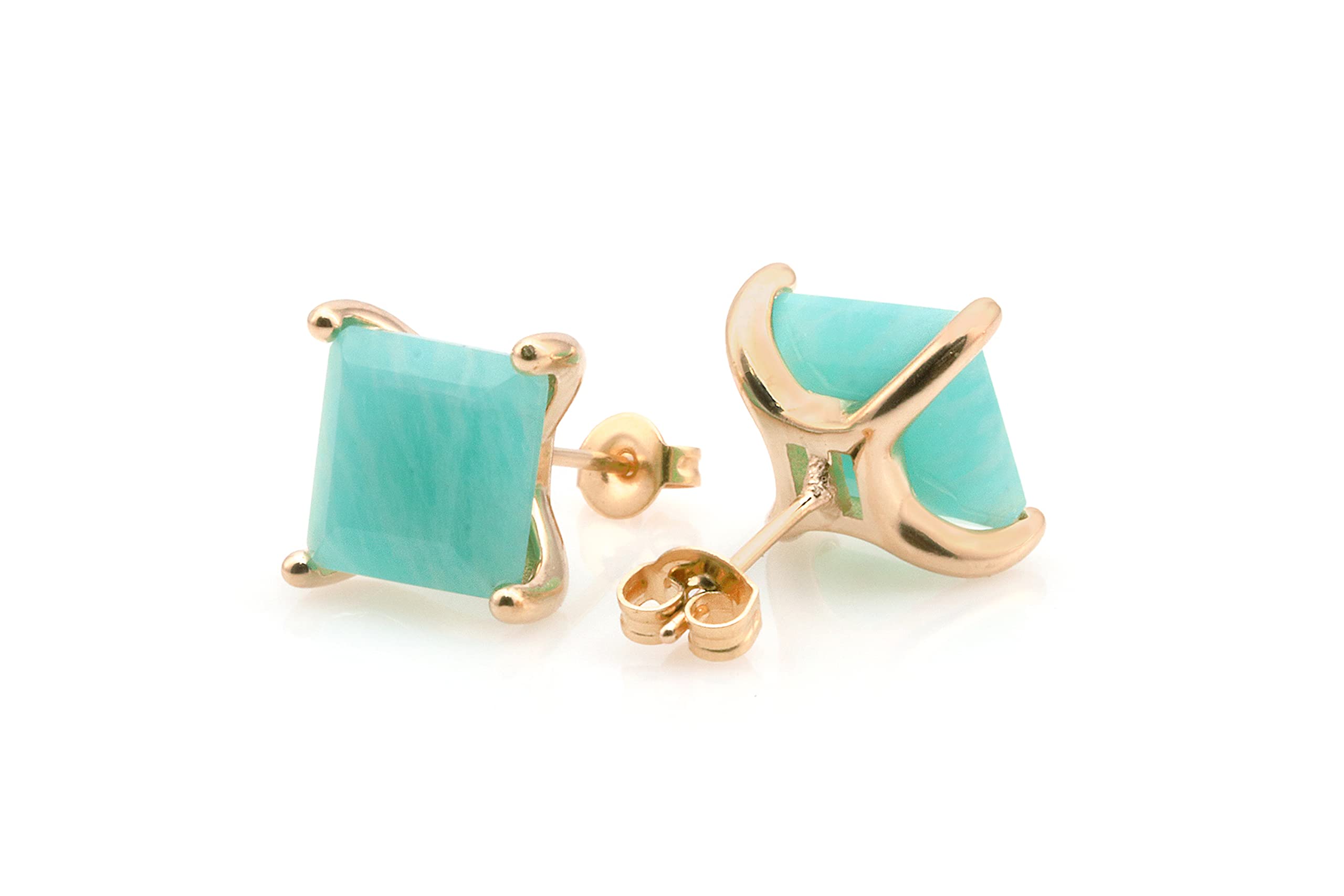Amazonite Stud Earrings - Square Gemstone Earrings for Women - Handmade Bridal Jewelry, Customizable Statement Earrings | Perfect for Weddings, Parties & Everyday Wear