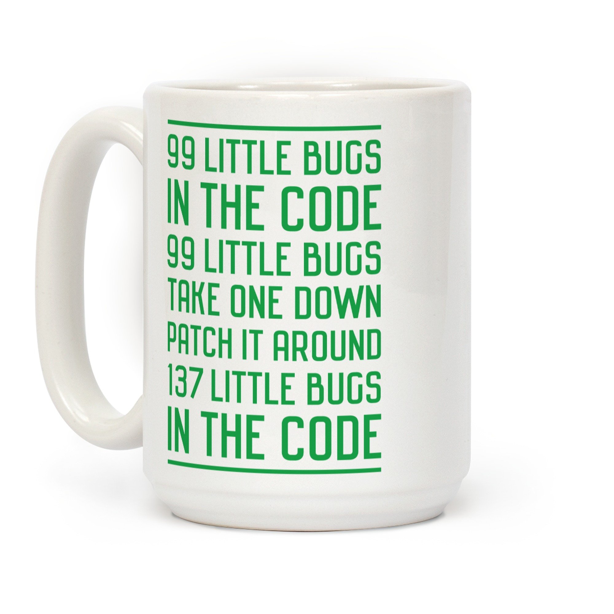 Funny Coffee Mug for Programmers - 99 Little Bugs in The Code Ceramic Novelty Mug with Double-Sided Print, 15oz | Perfect Gift for Software Developers & Office Humor