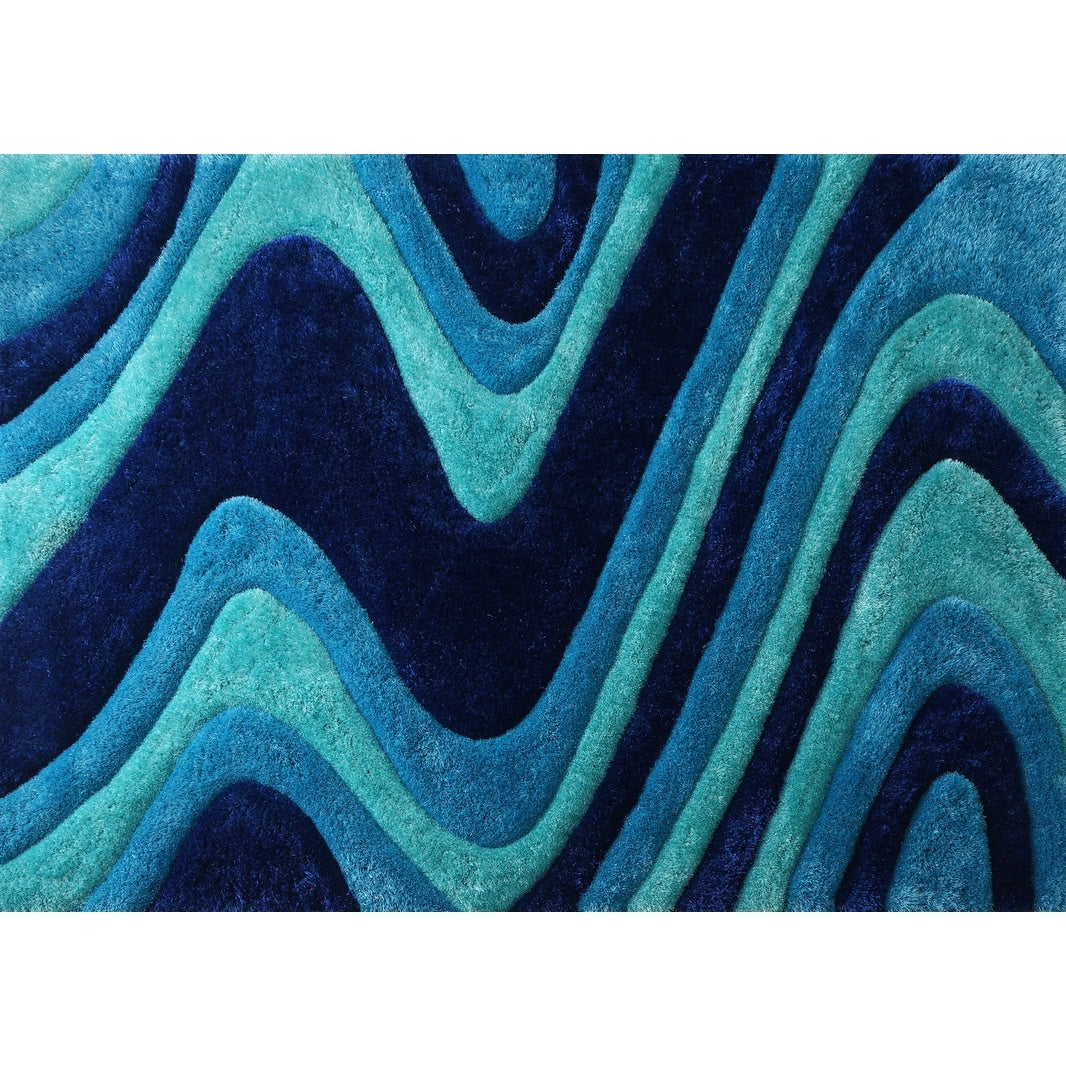 3D Shaggy Hand Tufted Shag Area Rug in Ocean Current - Soft Plush Modern Floor Carpet for Living Room, Bedroom, Nursery - Home Decor & Cozy Comfort