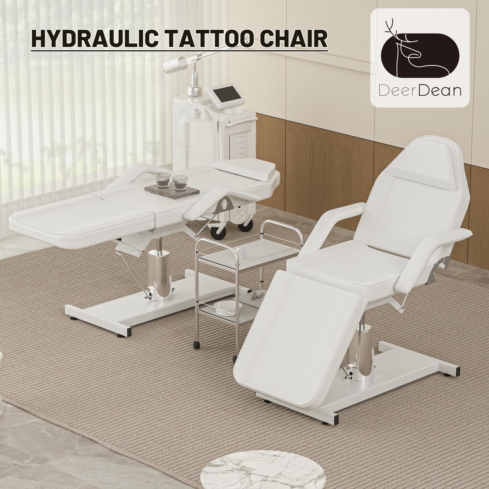 **Hydraulic Spa Chair - Adjustable Esthetician Bed & Tattoo Chair for Salon, Facial, Massage - 500lbs Weight Capacity - Perfect for Beauty Clinics, Tattoo Studios & Relaxation Therapy**