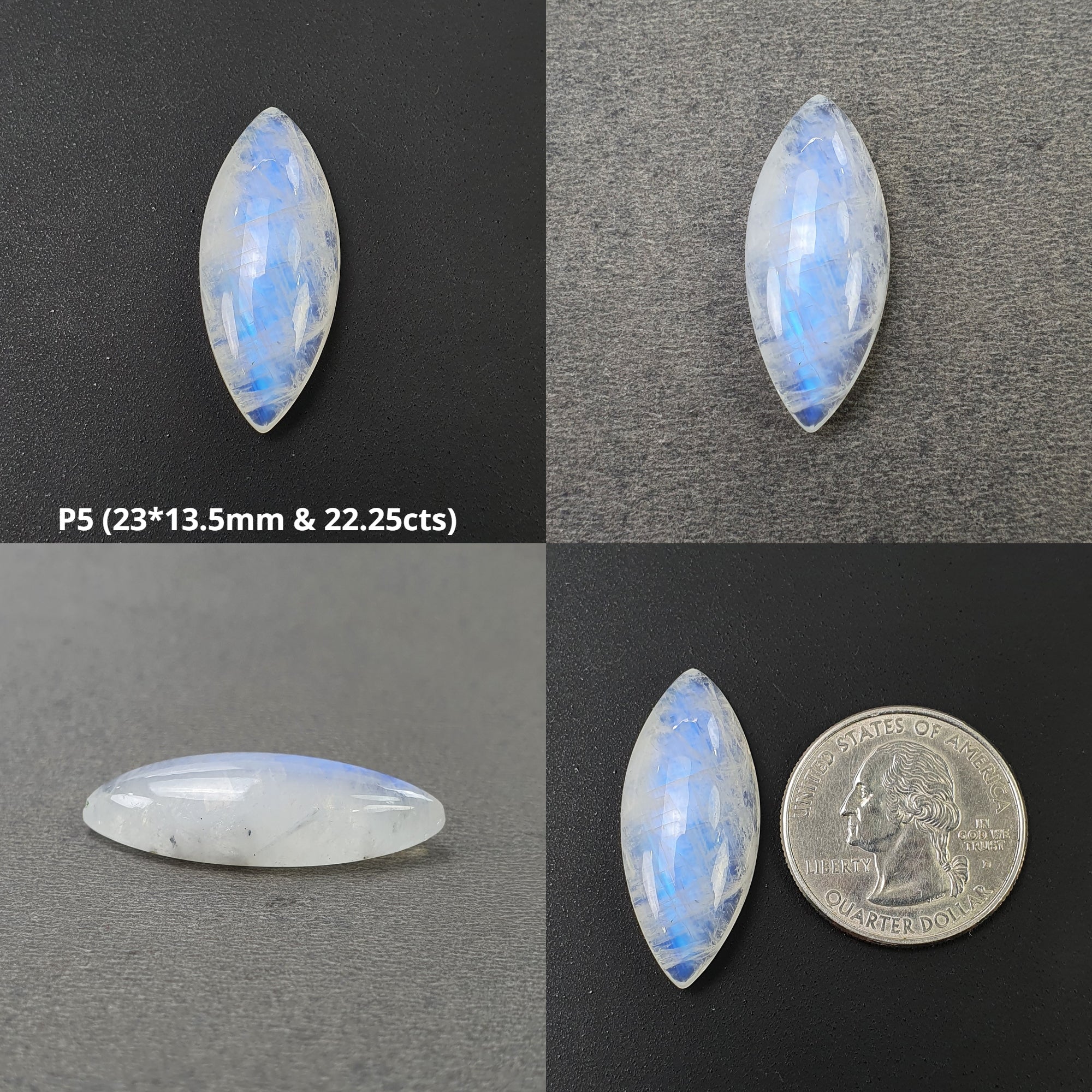 Natural Rainbow Moonstone Gemstone Cabochon - Untreated, Unheated Moonstone in Cushion, Oval & Marquise Shapes | Perfect for Jewelry Making, Healing Crystals & Spiritual Gifts