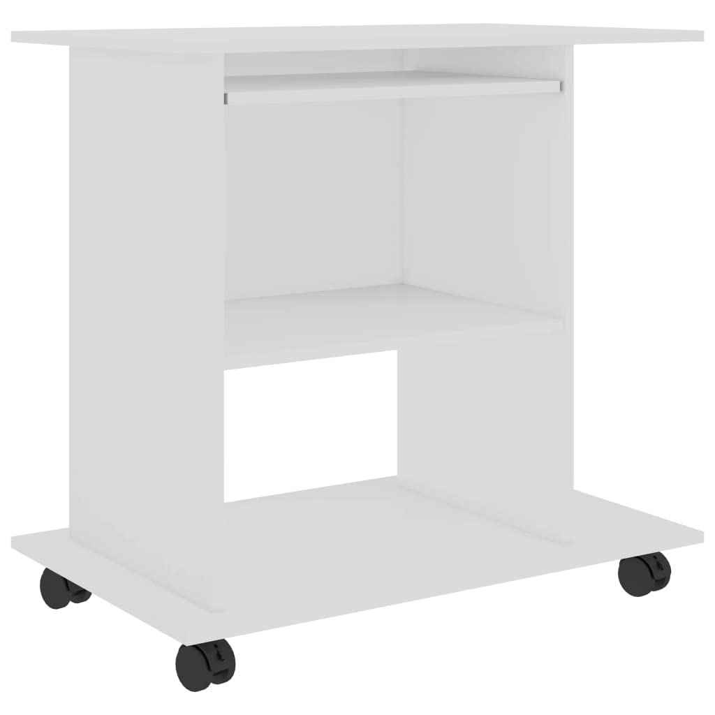 Modern White Computer Desk with Storage Shelves - 31.5