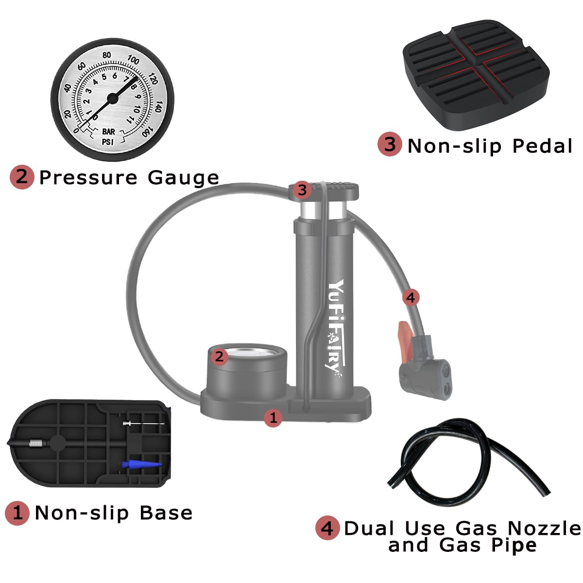**High Pressure 120PSI Bike Pump with Gauge - Aluminum Alloy Floor Bicycle Air Pump for Road & Mountain Bikes - Compatible with Presta & Schrader Valves - Ideal for Bikes, Sports Balls & Inflatable Toys - Perfect for Home, Gym & Outdoor Adventures**
