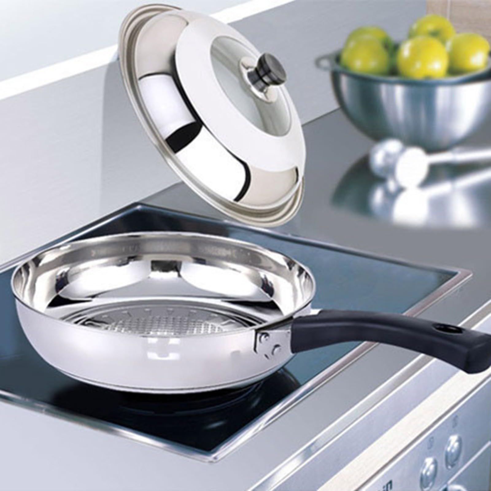 28/30/32/34/36/38 cm Stainless Steel Wok Lid - Replacement Cookware Accessory for Stir Fry, Deep Frying & Asian Cooking - Universal Fit for Most Woks (32cm)