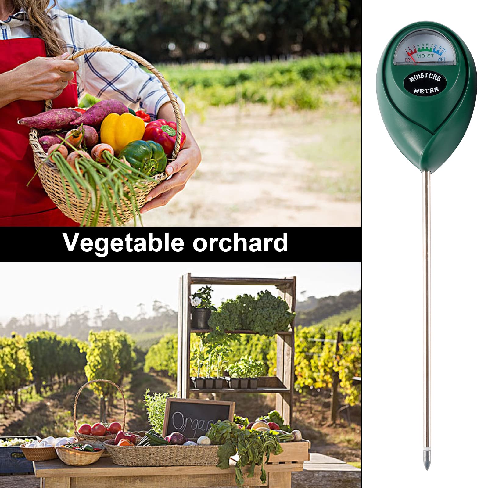 2 Packs Soil Moisture Meter - Plant Water Tester for Indoor & Outdoor House Plants, Garden, Lawn, Farm - No Battery Required Soil Test Kit (Black & Green) - Perfect for Gardening, Houseplant Care, and Agriculture Monitoring