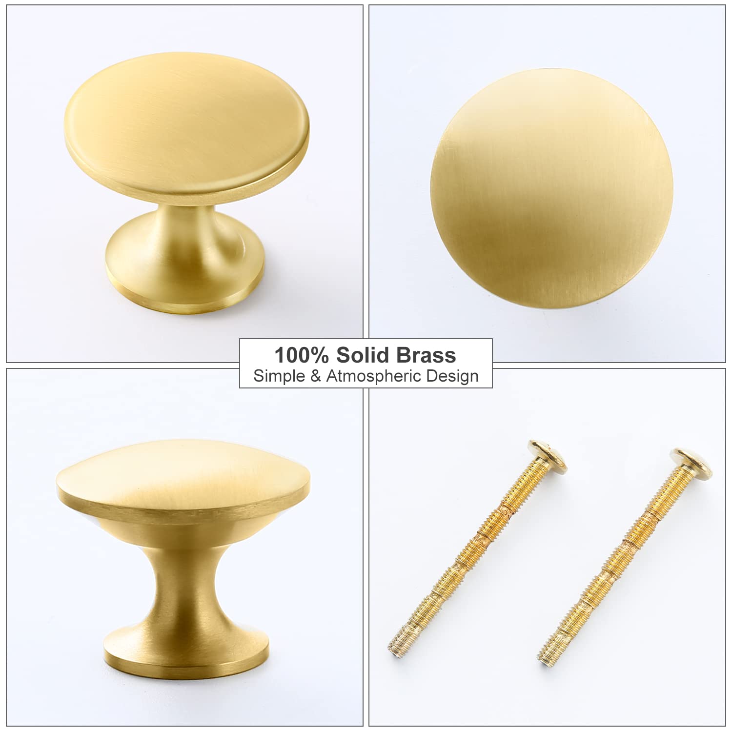4 Pack Gold Cabinet Knobs - 1.18