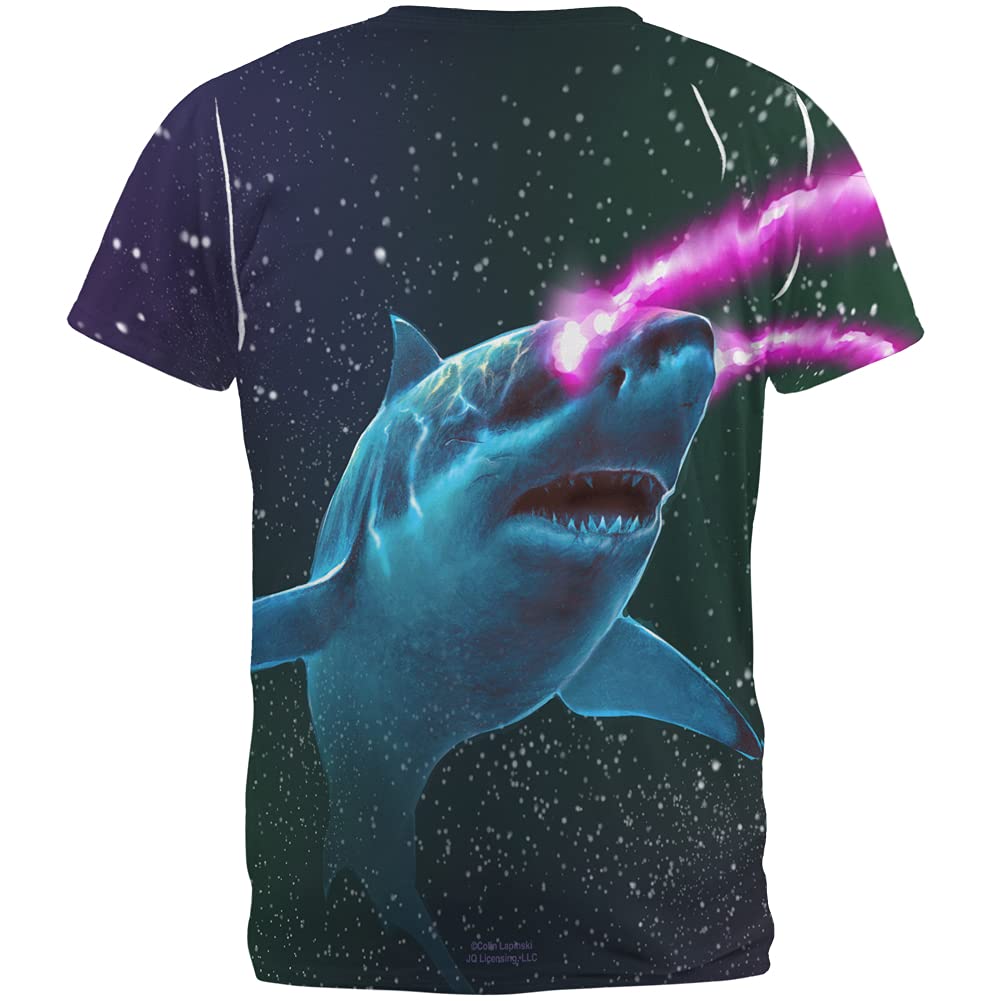 Galaxy Great White Shark Laser Beams Men's Graphic T-Shirt - Cool Sci-Fi Animal Print Tee for Casual Wear, Gifts & Shark Lovers