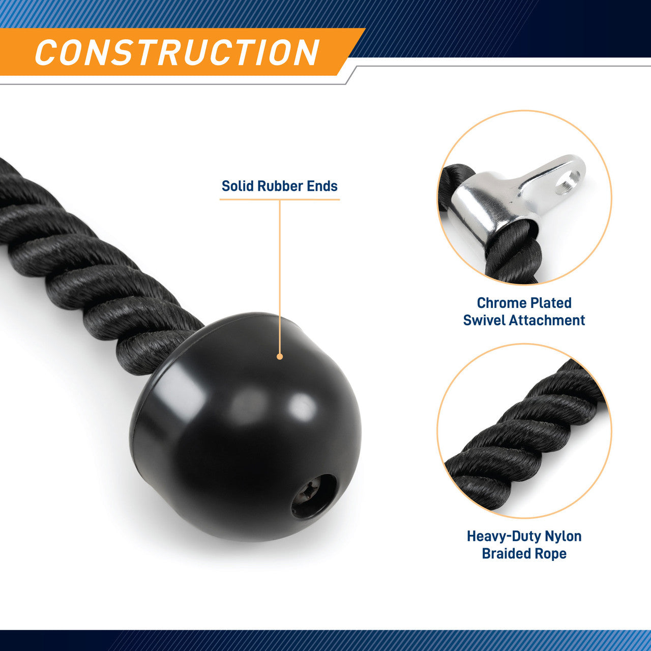 Marcy TCR 24 Triceps Rope Attachment - Heavy Duty Gym Equipment for Cable Machines | Perfect for Arm Workouts, Strength Training & Home Gym Use